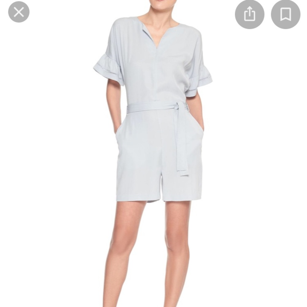 Banana Republic Split Neck Ruffle-Sleeve Romper